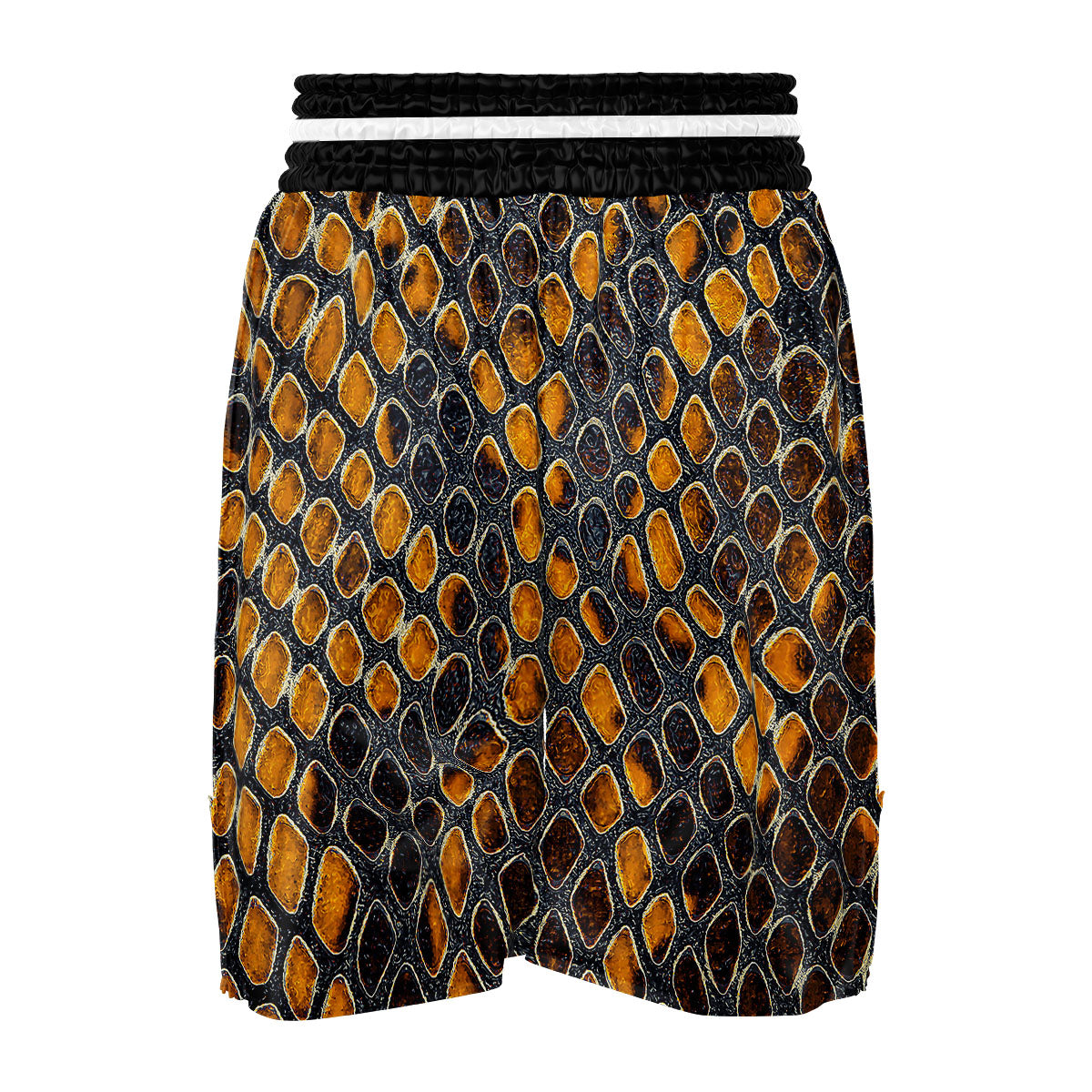 Snakeskin Yellow And Black Print Boxing Shorts-grizzshop