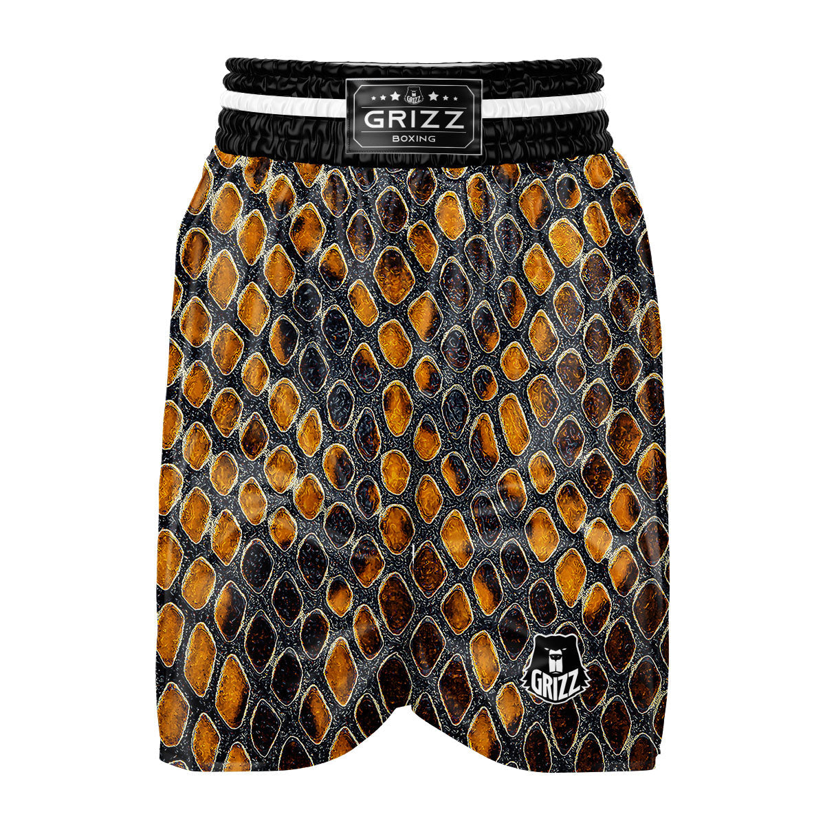 Snakeskin Yellow And Black Print Boxing Shorts-grizzshop