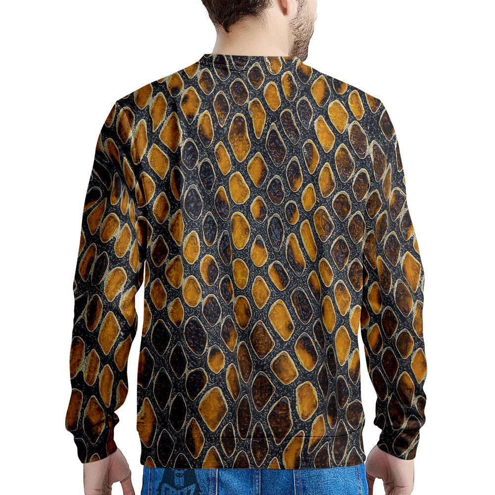 Snakeskin Yellow And Black Print Men's Sweatshirt-grizzshop