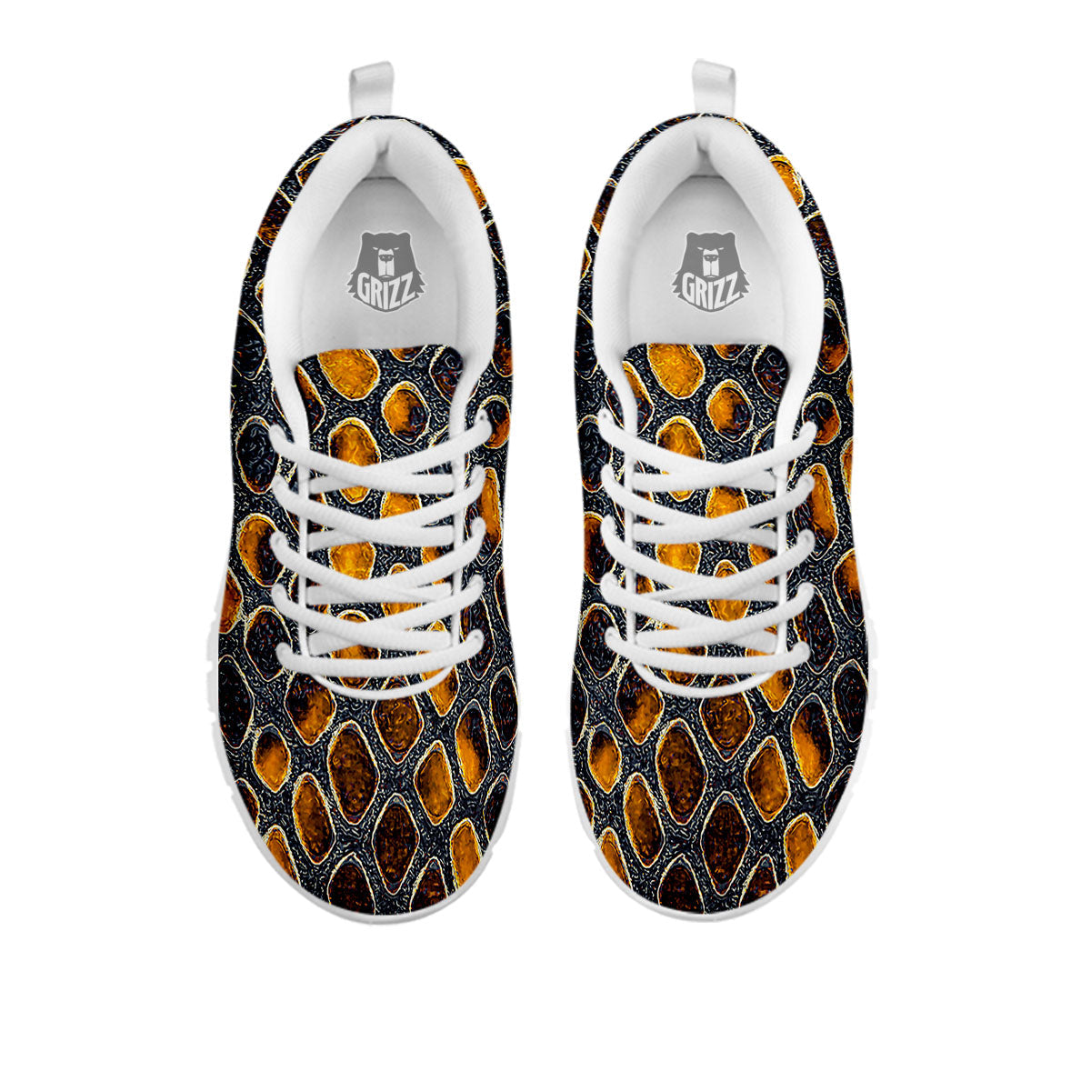 Snakeskin Yellow And Black Print White Sneaker-grizzshop