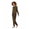 Snakeskin Yellow And Black Print Women's Pajamas-grizzshop