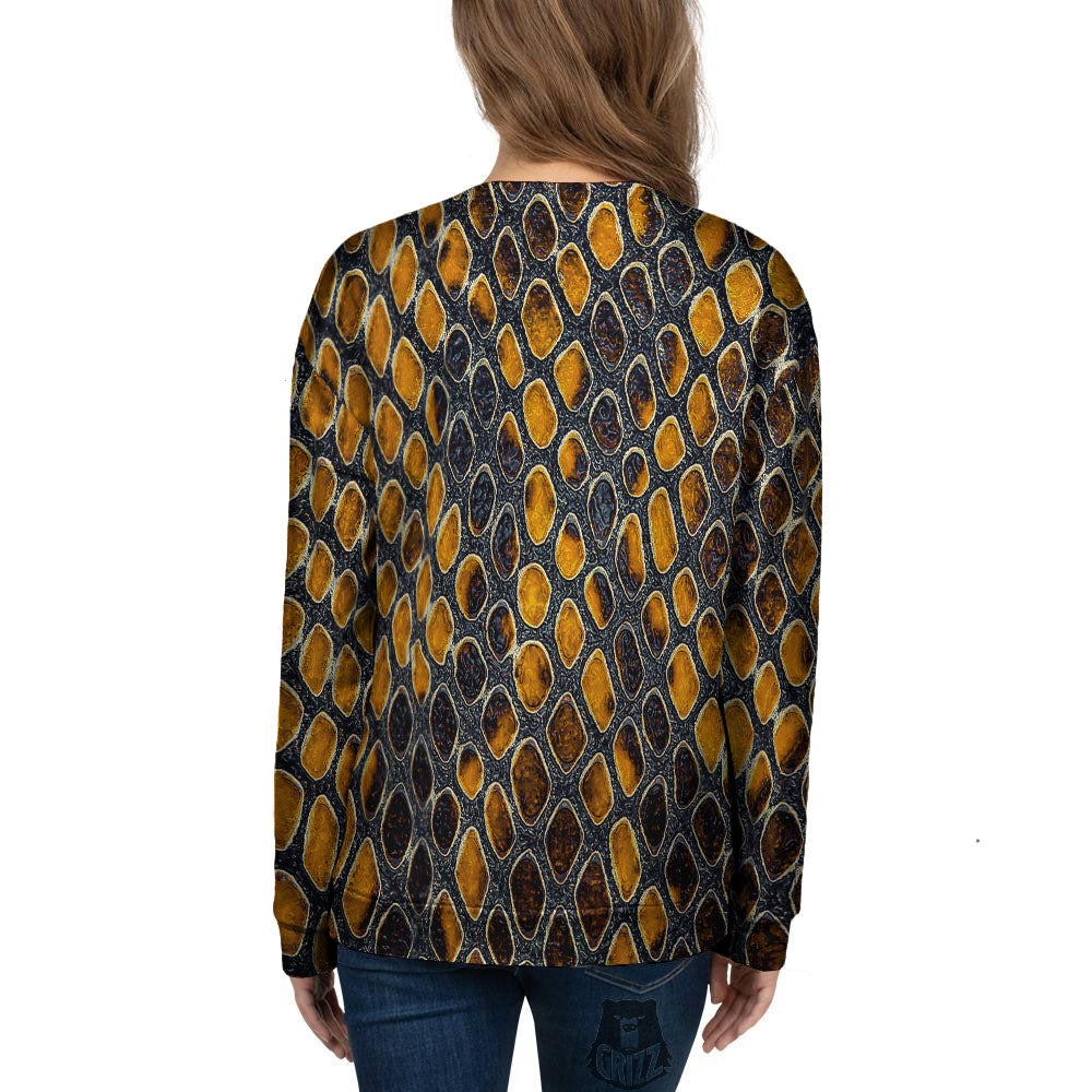 Snakeskin Yellow And Black Print Women's Sweatshirt-grizzshop