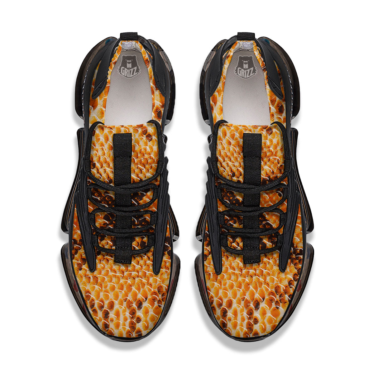 Snakeskin Yellow And Brown Print Black Gym Shoes-grizzshop