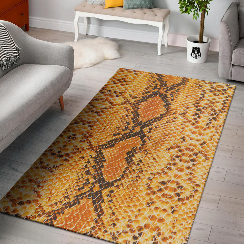 Snakeskin Yellow And Brown Print Floor Mat-grizzshop
