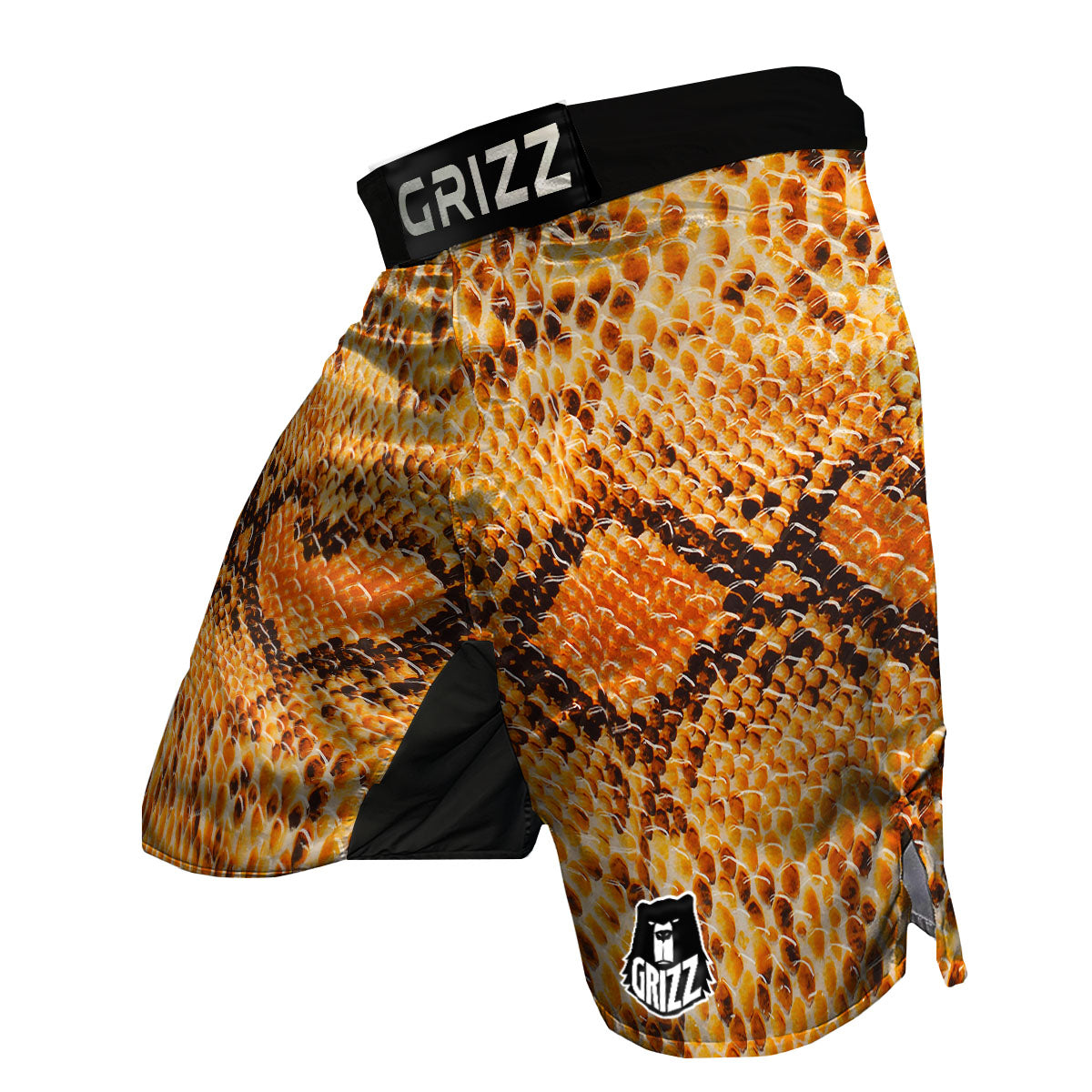 Snakeskin Yellow And Brown Print MMA Shorts-grizzshop