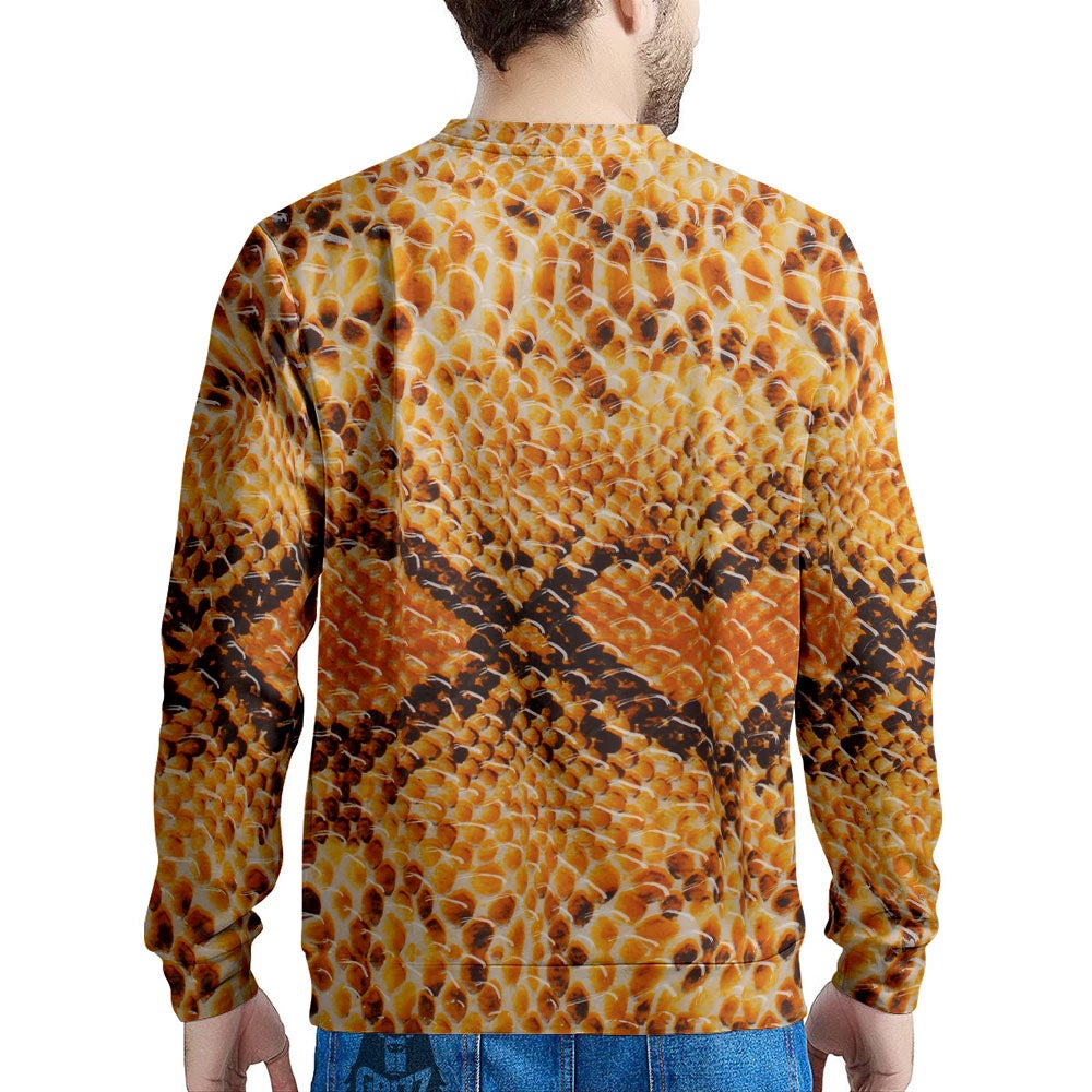 Snakeskin Yellow And Brown Print Men's Sweatshirt-grizzshop