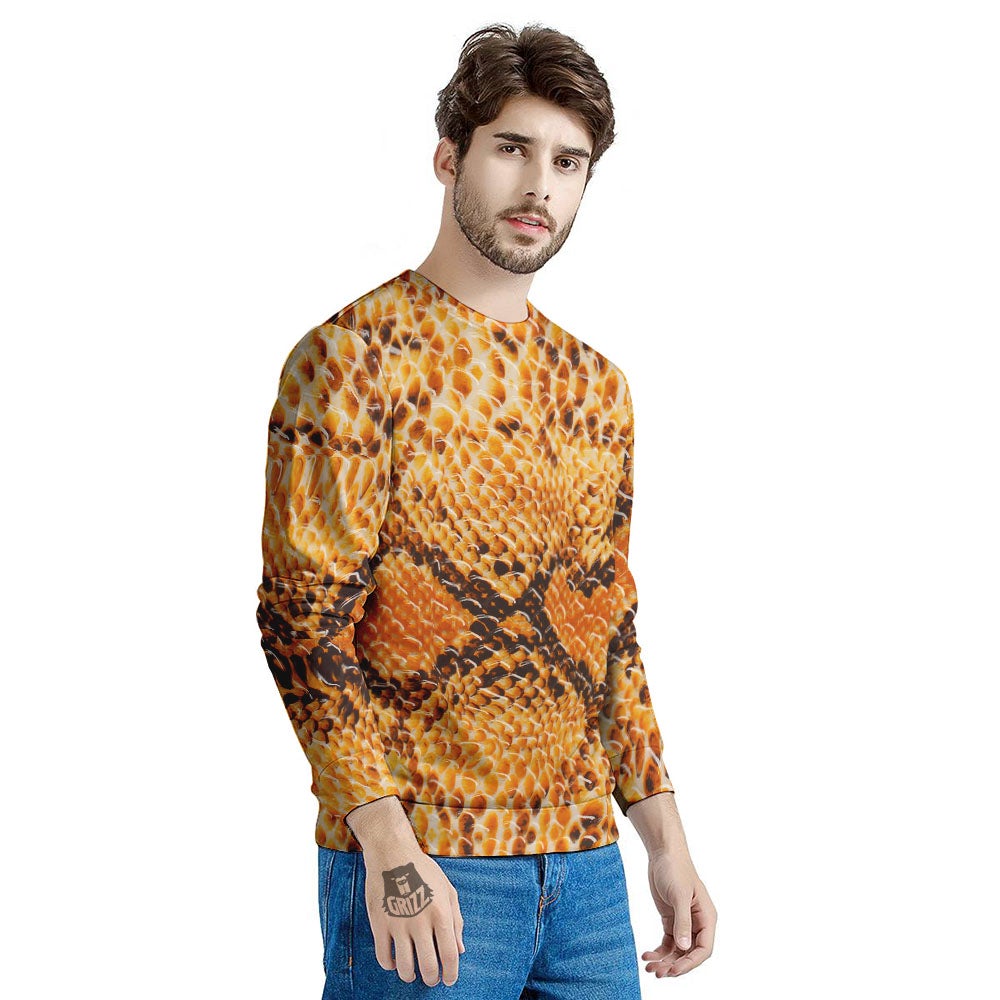 Snakeskin Yellow And Brown Print Men's Sweatshirt-grizzshop
