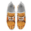 Snakeskin Yellow And Brown Print White Athletic Shoes-grizzshop