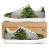 Snow And Christmas Tree Print White Low Top Sneakers-grizzshop