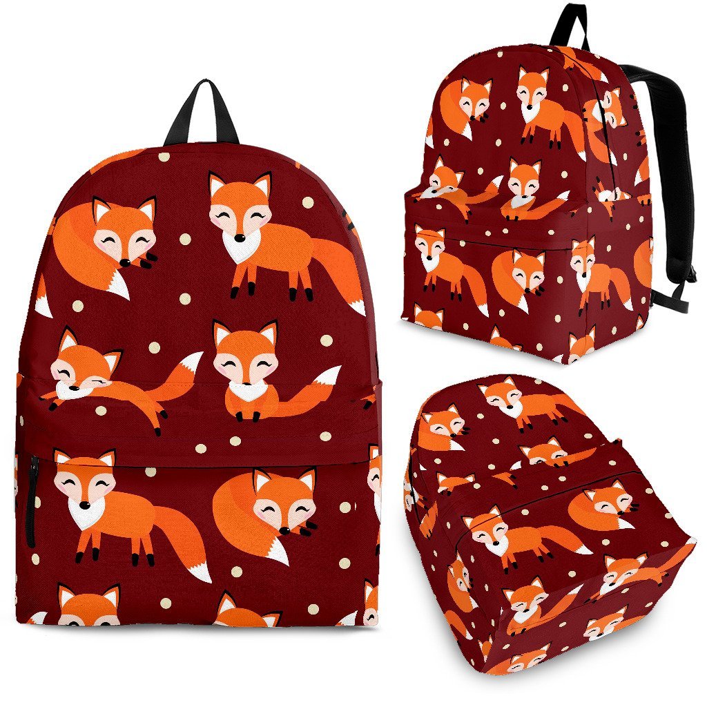 Snow Fox Pattern Print Backpack-grizzshop