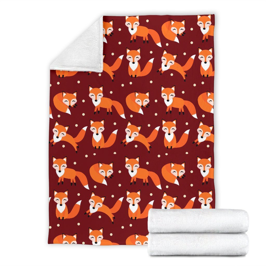 Snow Fox Pattern Print Blanket-grizzshop