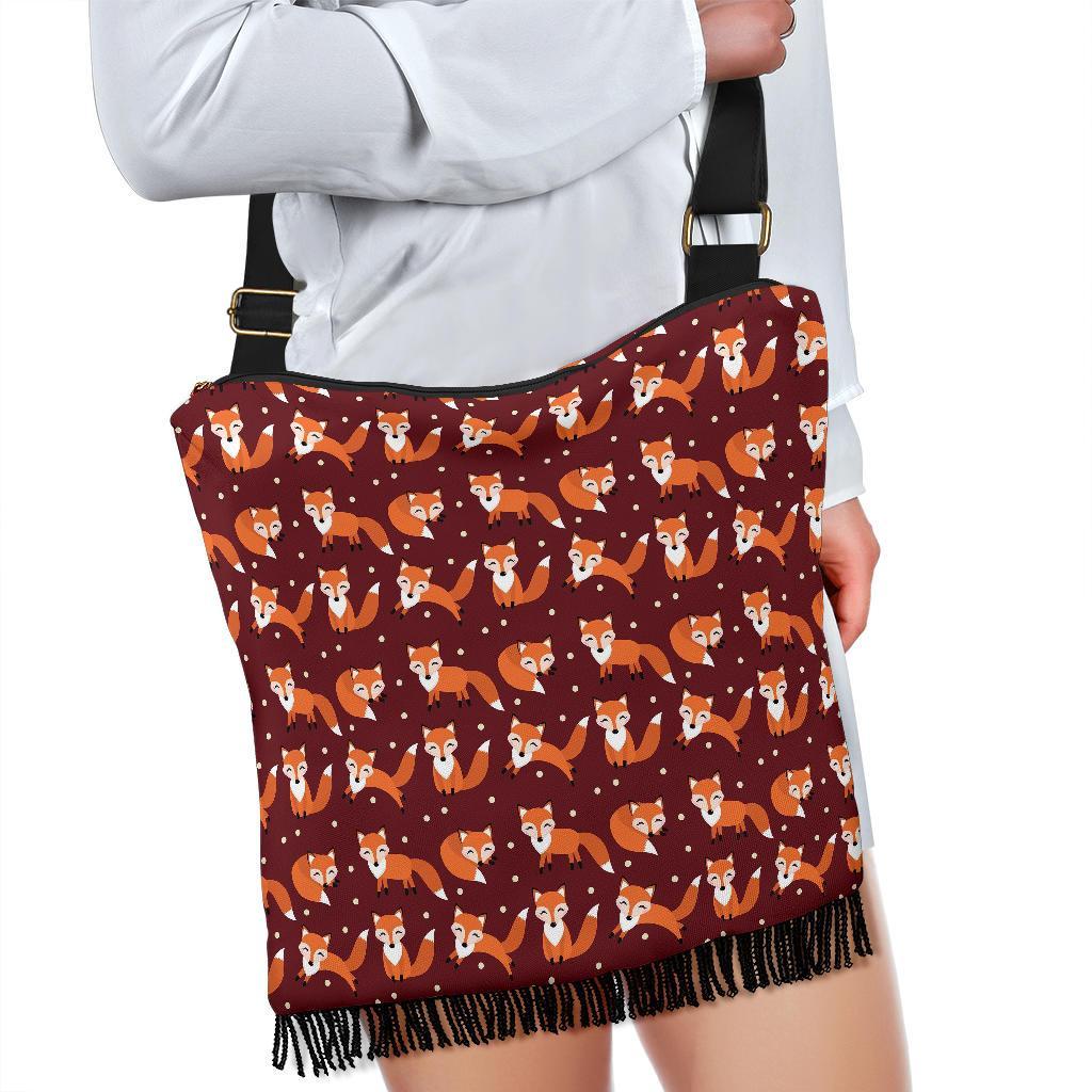 Snow Fox Pattern Print Crossbody Bags-grizzshop