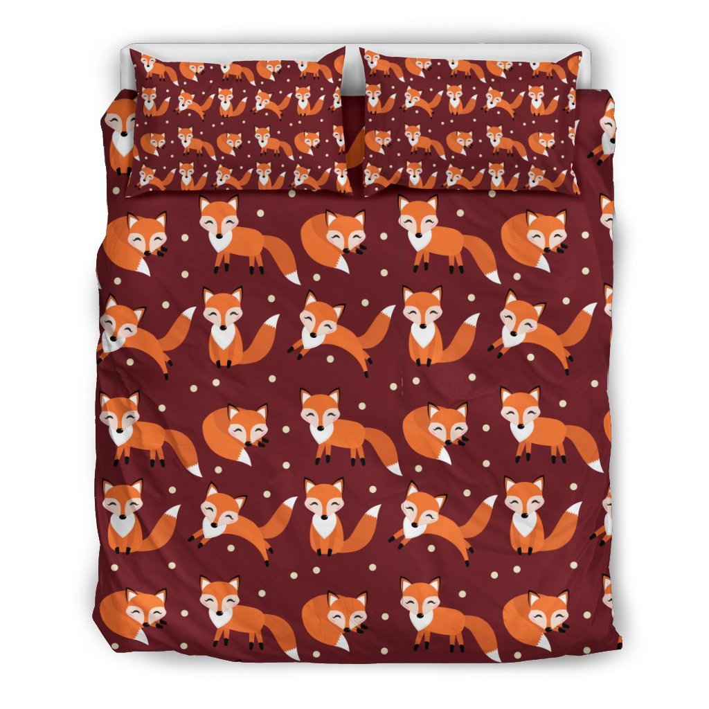 Snow Fox Pattern Print Duvet Cover Bedding Set-grizzshop