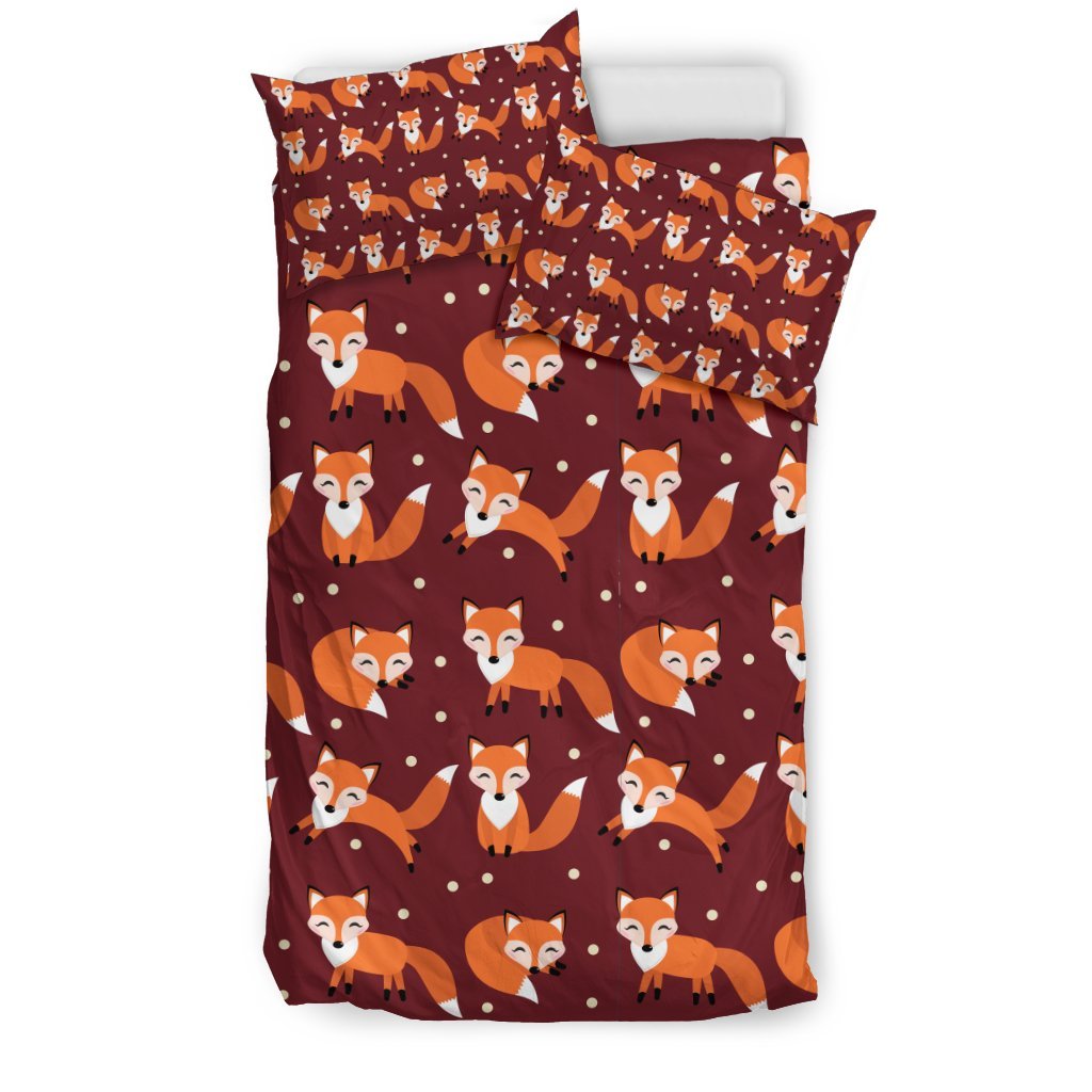 Snow Fox Pattern Print Duvet Cover Bedding Set-grizzshop