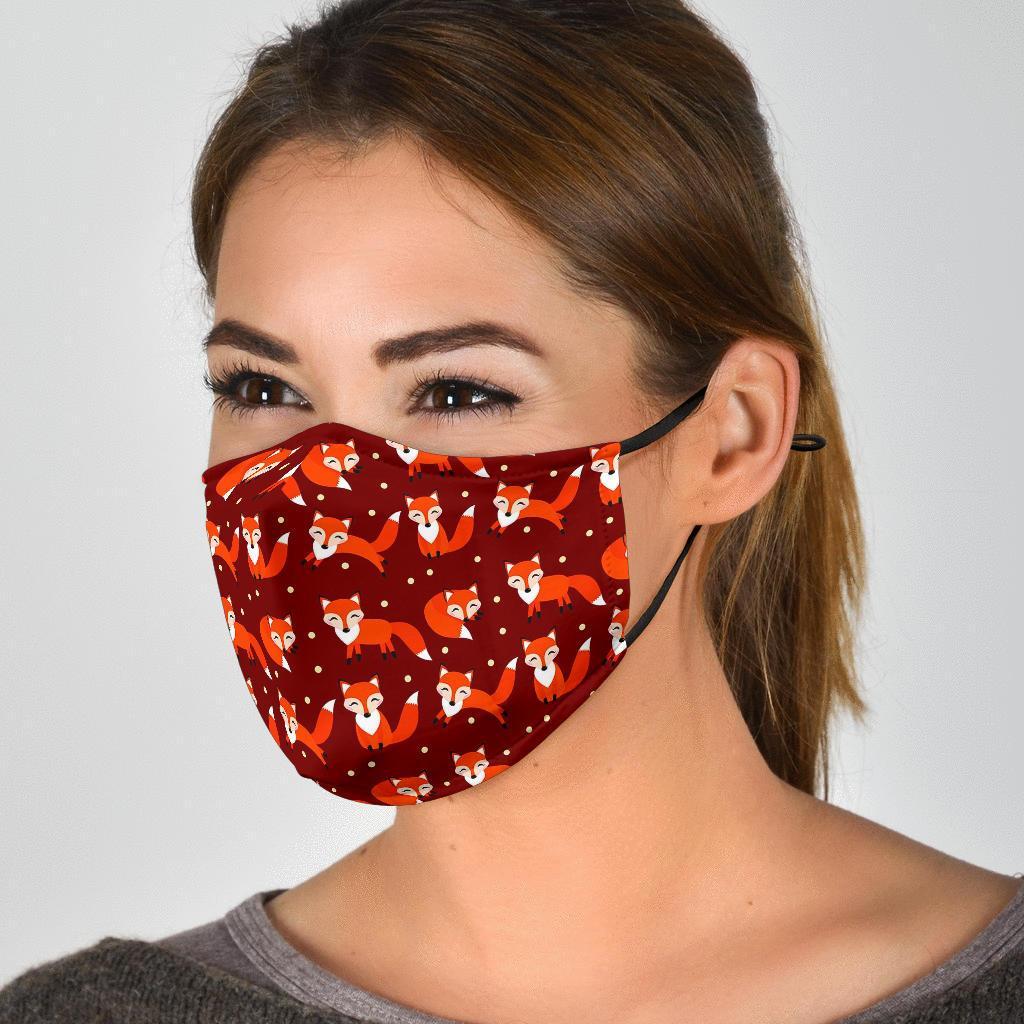 Snow Fox Pattern Print Face Mask-grizzshop