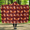 Snow Fox Pattern Print Hooded Blanket-grizzshop