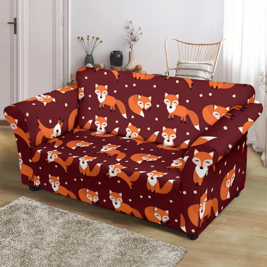 Snow Fox Pattern Print Loveseat Cover-grizzshop