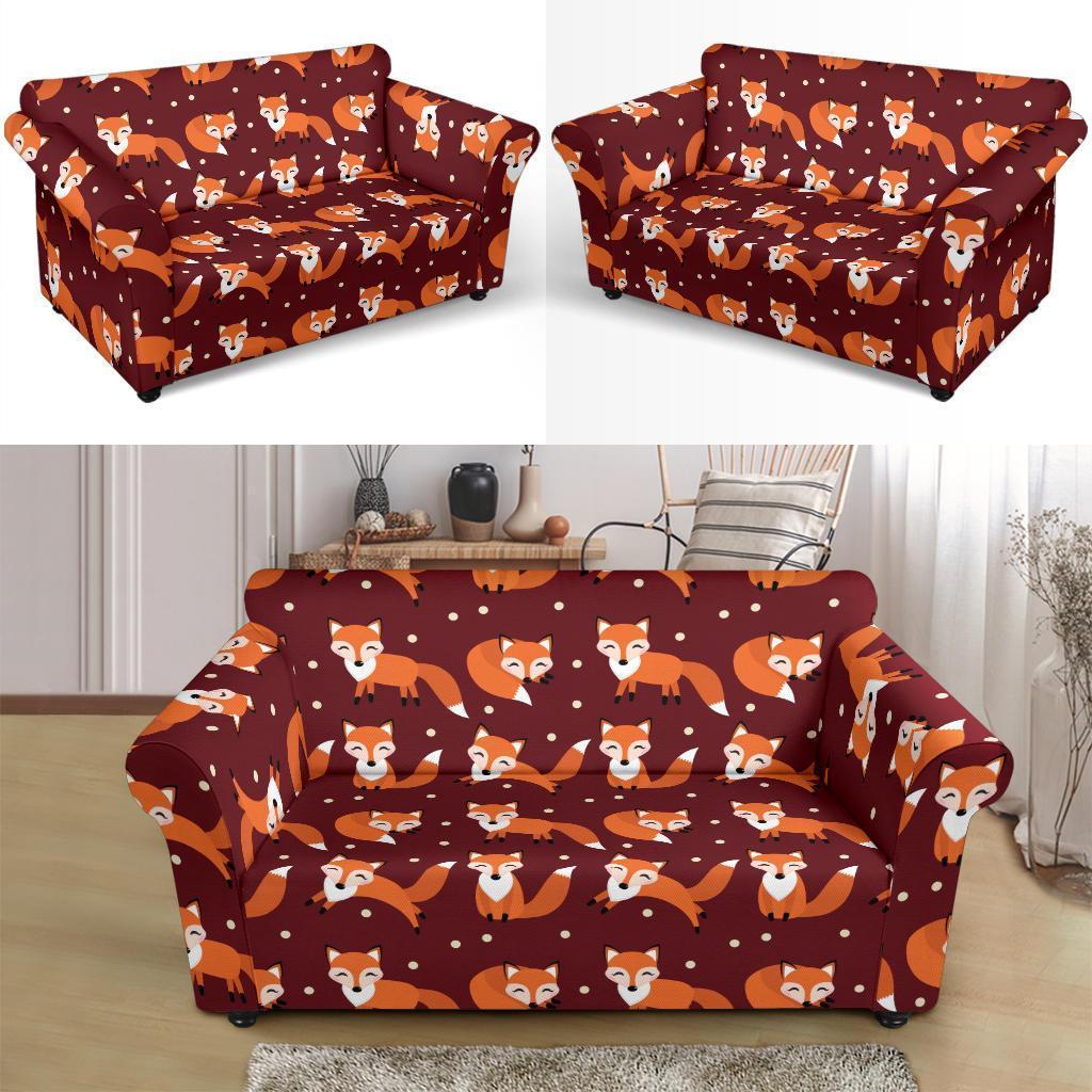 Snow Fox Pattern Print Loveseat Cover-grizzshop