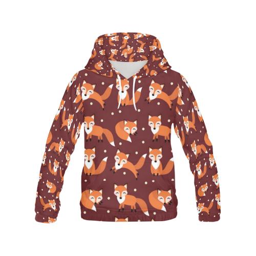 Snow Fox Pattern Print Men Pullover Hoodie-grizzshop