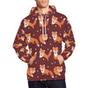 Snow Fox Pattern Print Men Pullover Hoodie-grizzshop