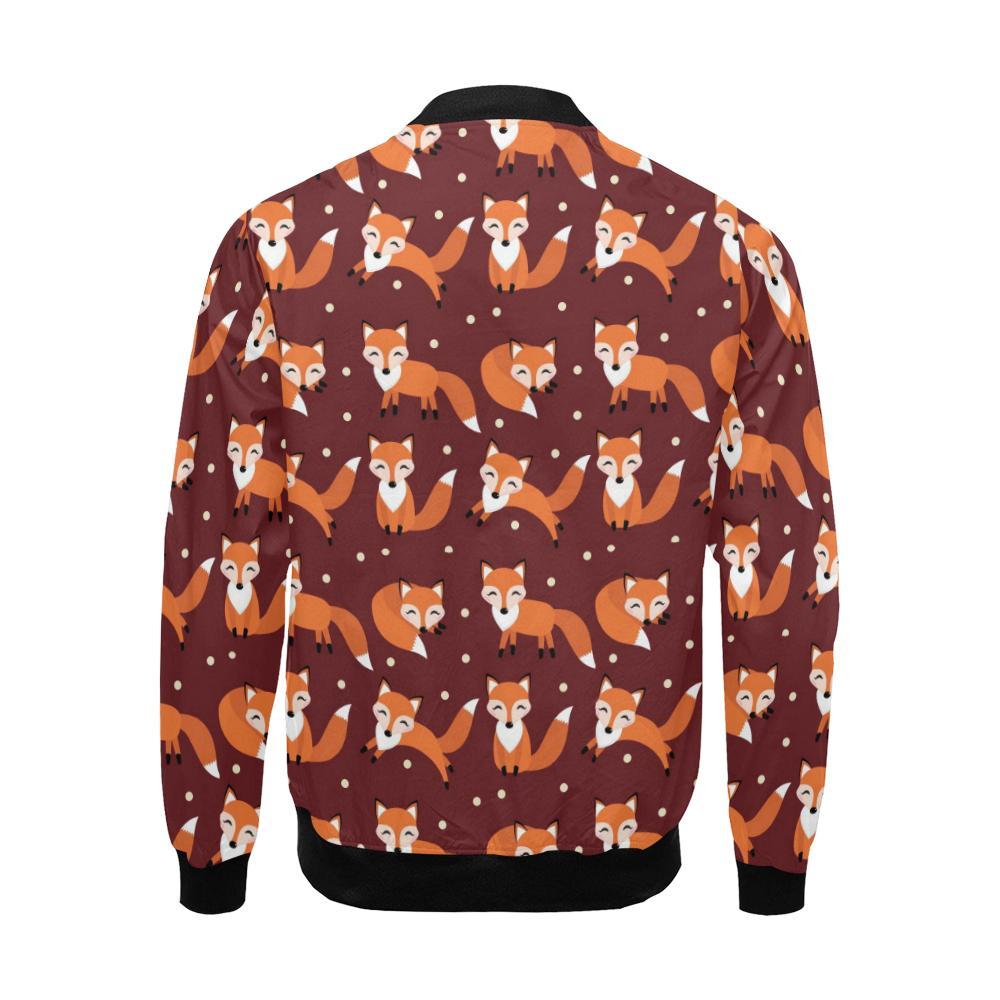 Snow Fox Pattern Print Men's Bomber Jacket-grizzshop