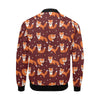 Snow Fox Pattern Print Men's Bomber Jacket-grizzshop