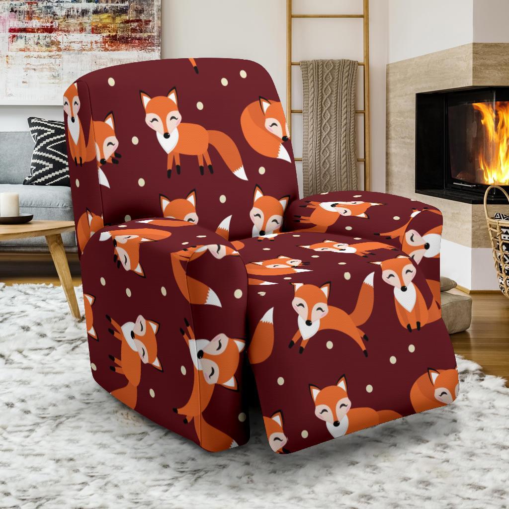 Snow Fox Pattern Print Recliner Cover-grizzshop