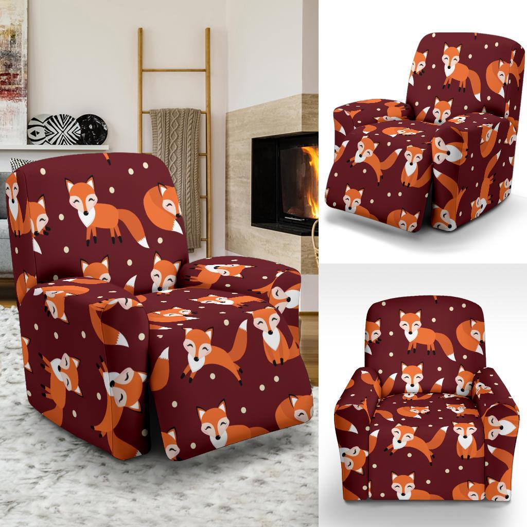 Snow Fox Pattern Print Recliner Cover-grizzshop