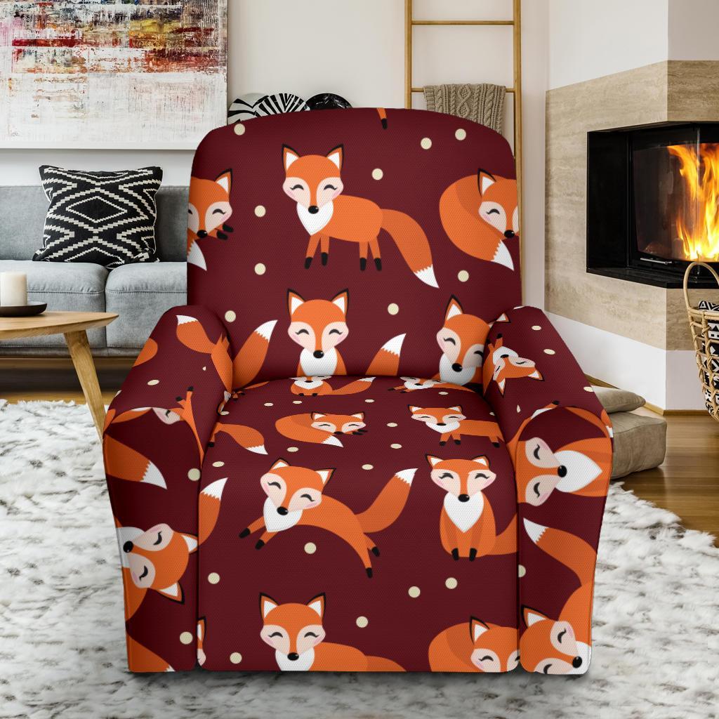 Snow Fox Pattern Print Recliner Cover-grizzshop