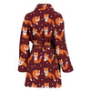 Snow Fox Pattern Print Women Long Robe-grizzshop