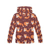 Snow Fox Pattern Print Women Pullover Hoodie-grizzshop