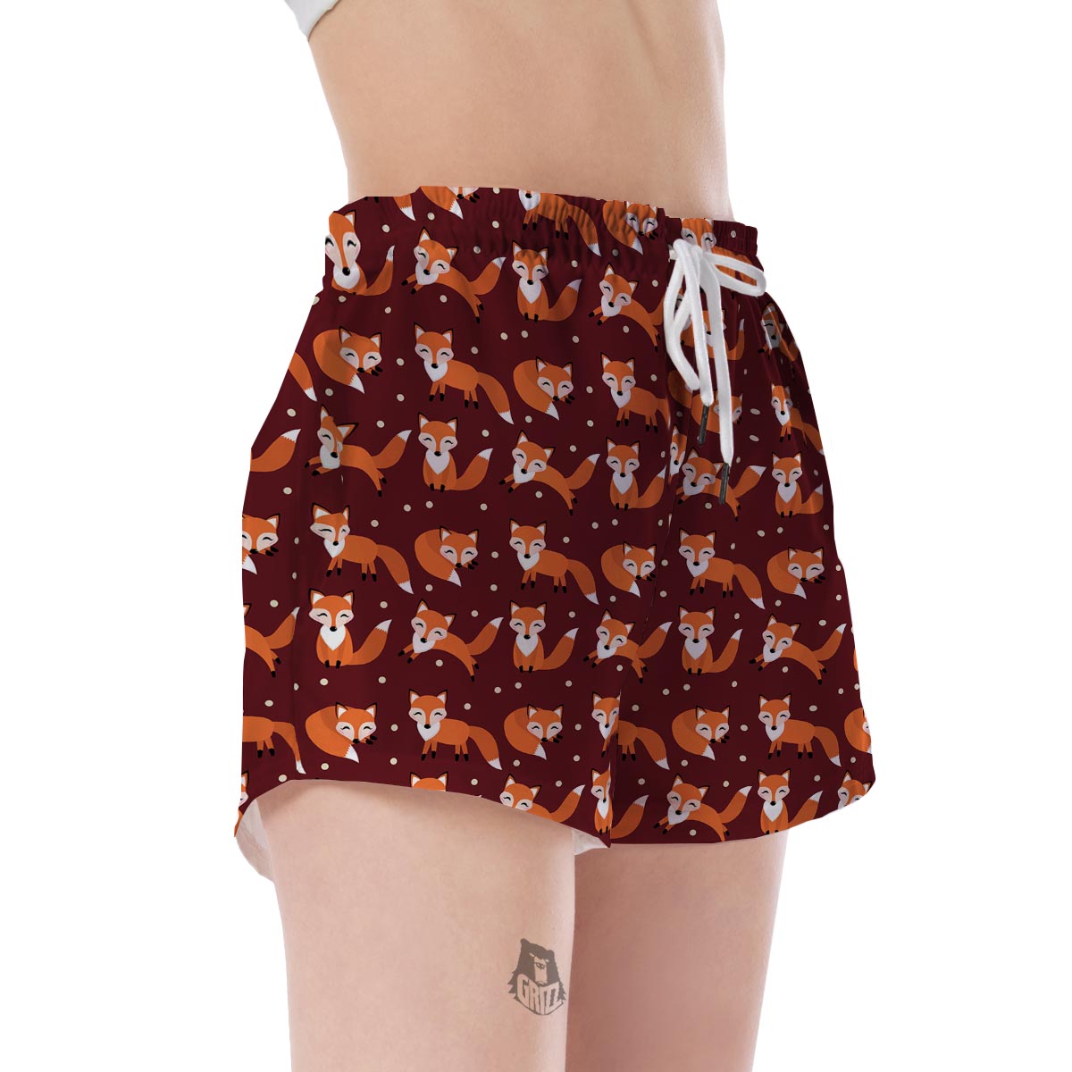Snow Fox Pattern Print Women's Shorts-grizzshop