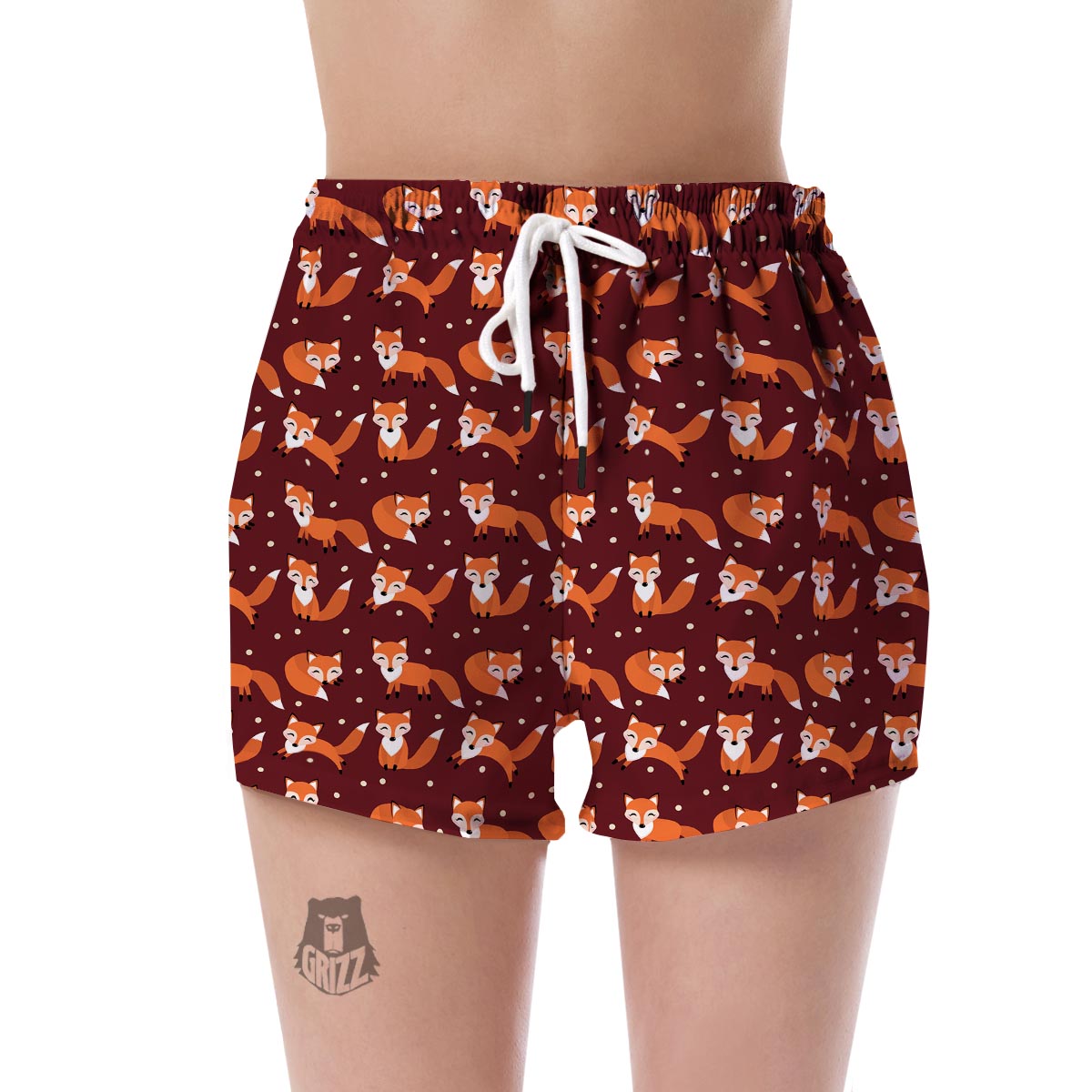 Snow Fox Pattern Print Women's Shorts-grizzshop