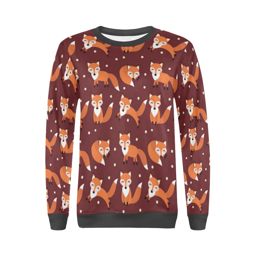 Snow Fox Pattern Print Women's Sweatshirt-grizzshop