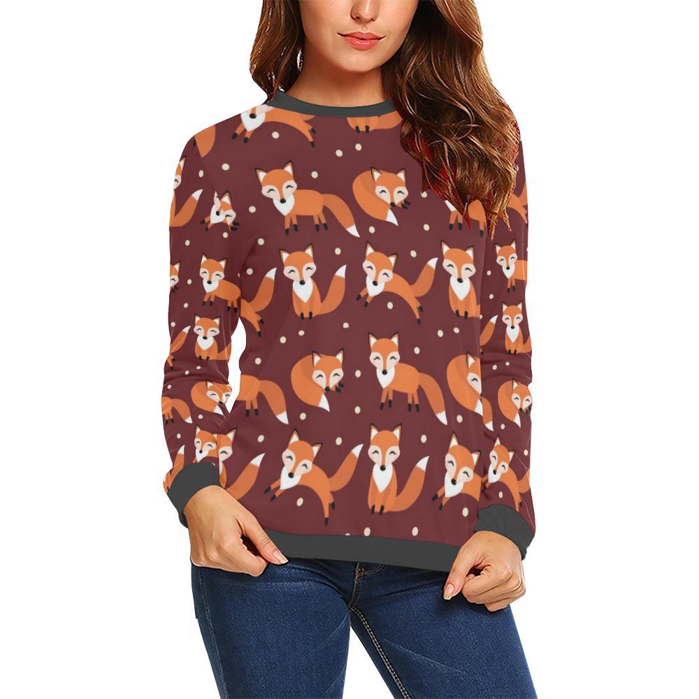 Snow Fox Pattern Print Women's Sweatshirt-grizzshop