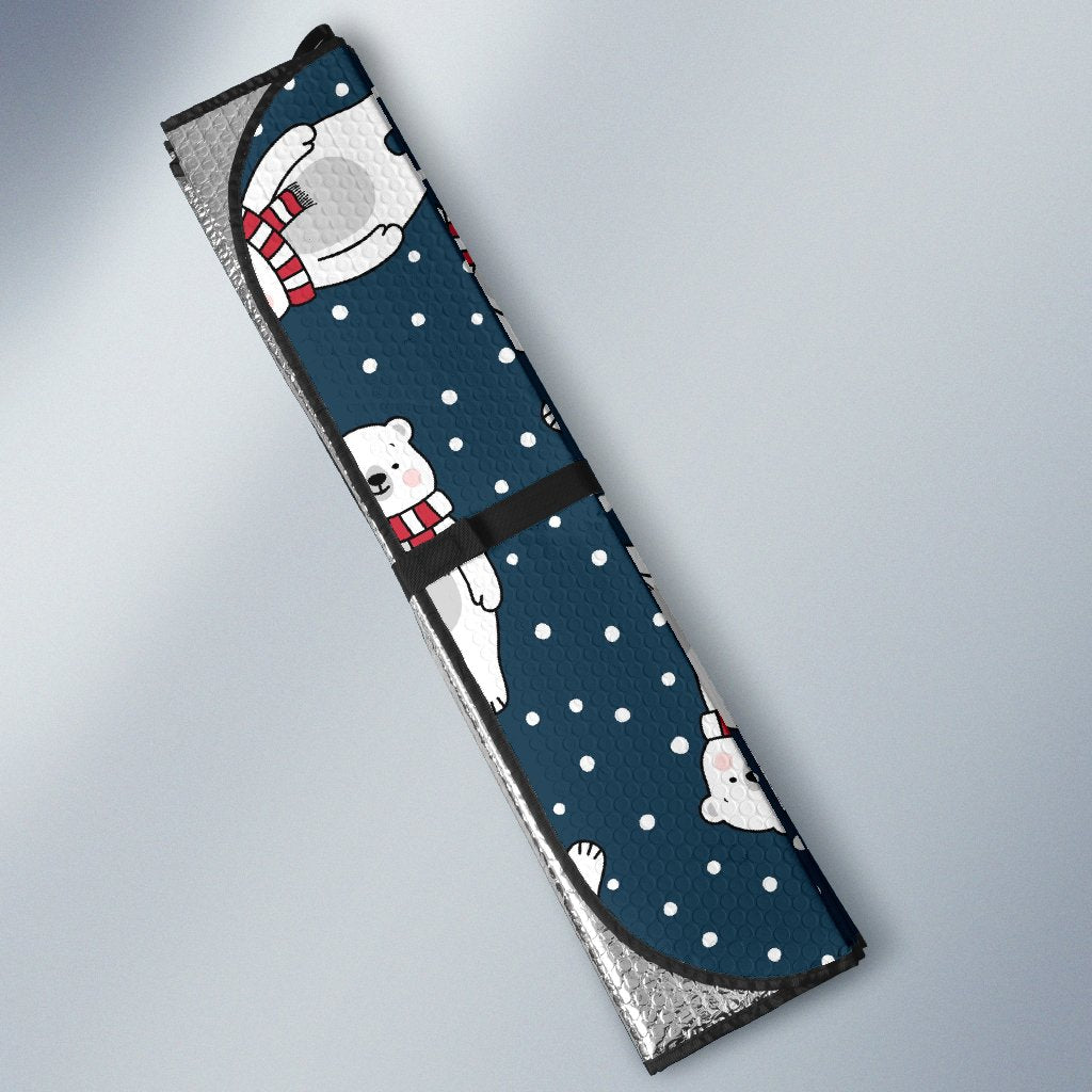 Snow Polar Bear Christmas Pattern Print Car Sun Shade-grizzshop