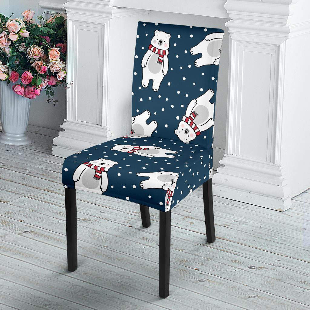 Snow Polar Bear Christmas Pattern Print Chair Cover-grizzshop