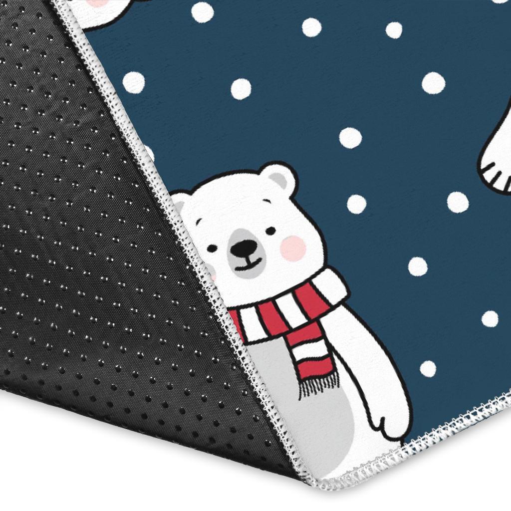 Snow Polar Bear Christmas Pattern Print Floor Mat-grizzshop