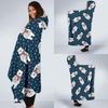 Snow Polar Bear Christmas Pattern Print Hooded Blanket-grizzshop