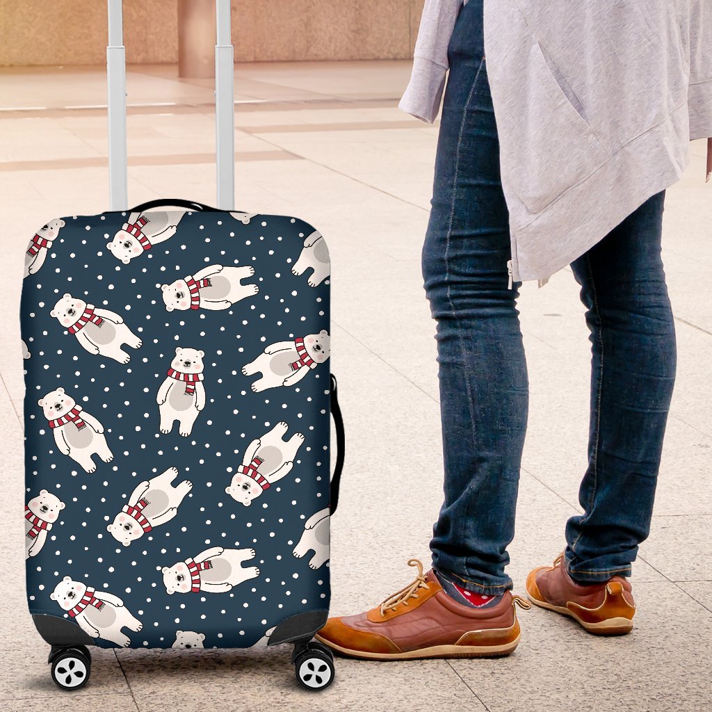 Snow Polar Bear Christmas Pattern Print Luggage Cover Protector-grizzshop