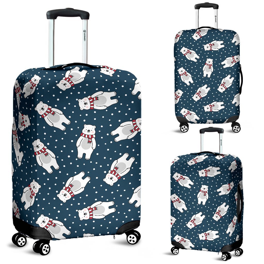 Snow Polar Bear Christmas Pattern Print Luggage Cover Protector-grizzshop