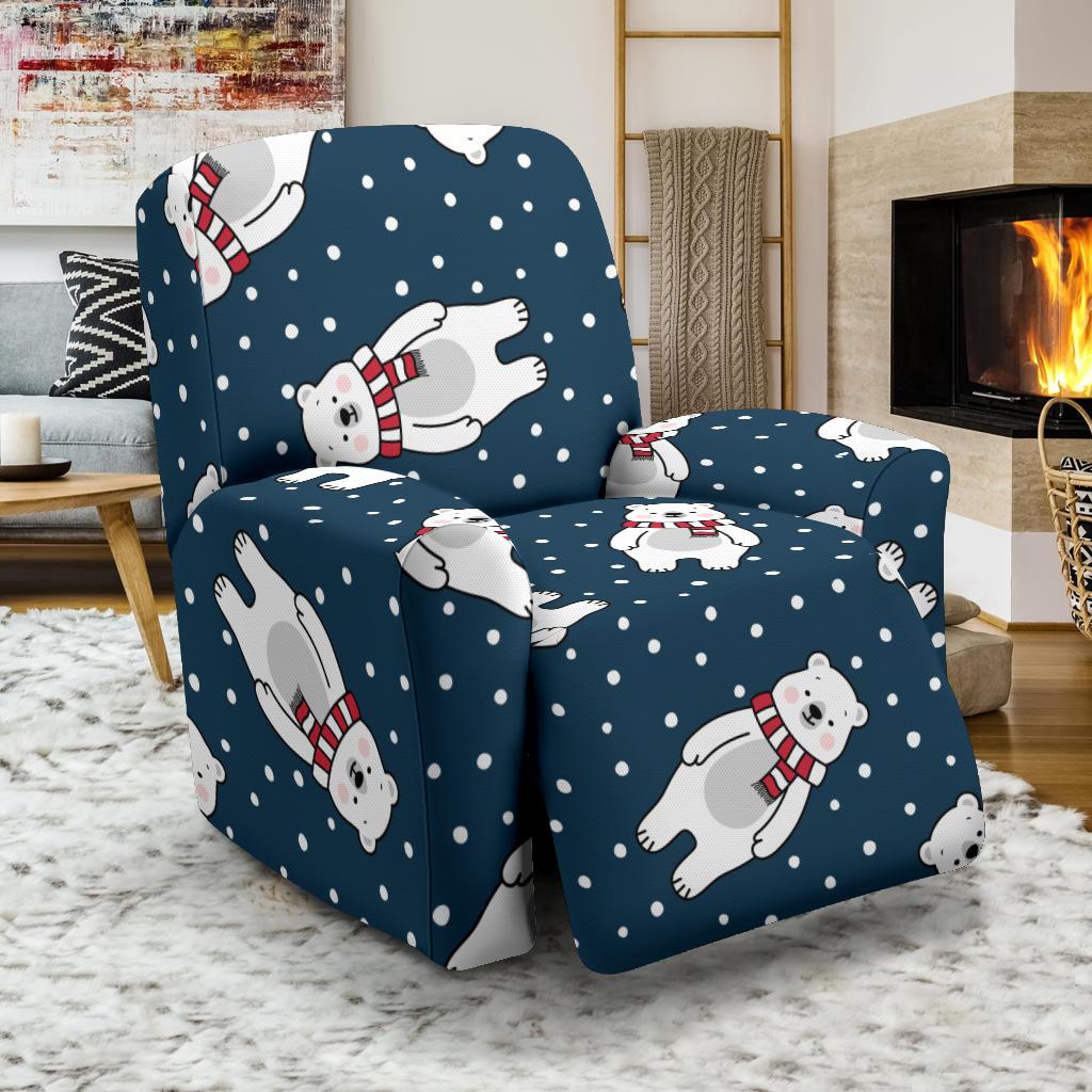 Snow Polar Bear Christmas Pattern Print Recliner Cover-grizzshop