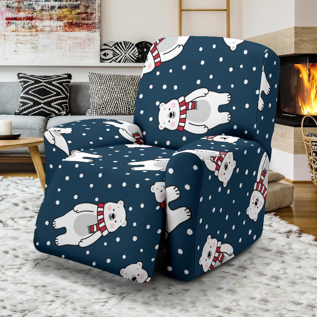 Snow Polar Bear Christmas Pattern Print Recliner Cover-grizzshop