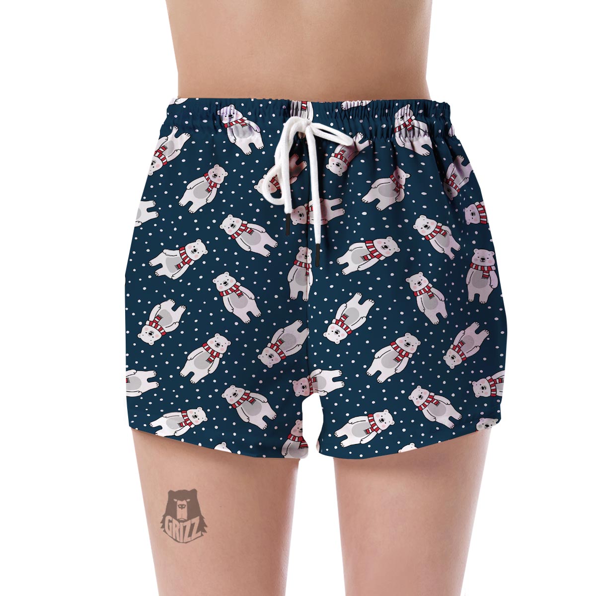 Snow Polar Bear Christmas Pattern Print Women's Shorts-grizzshop