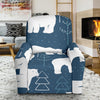 Snow Polar Bear Christmas Tree Pattern Print Recliner Cover-grizzshop