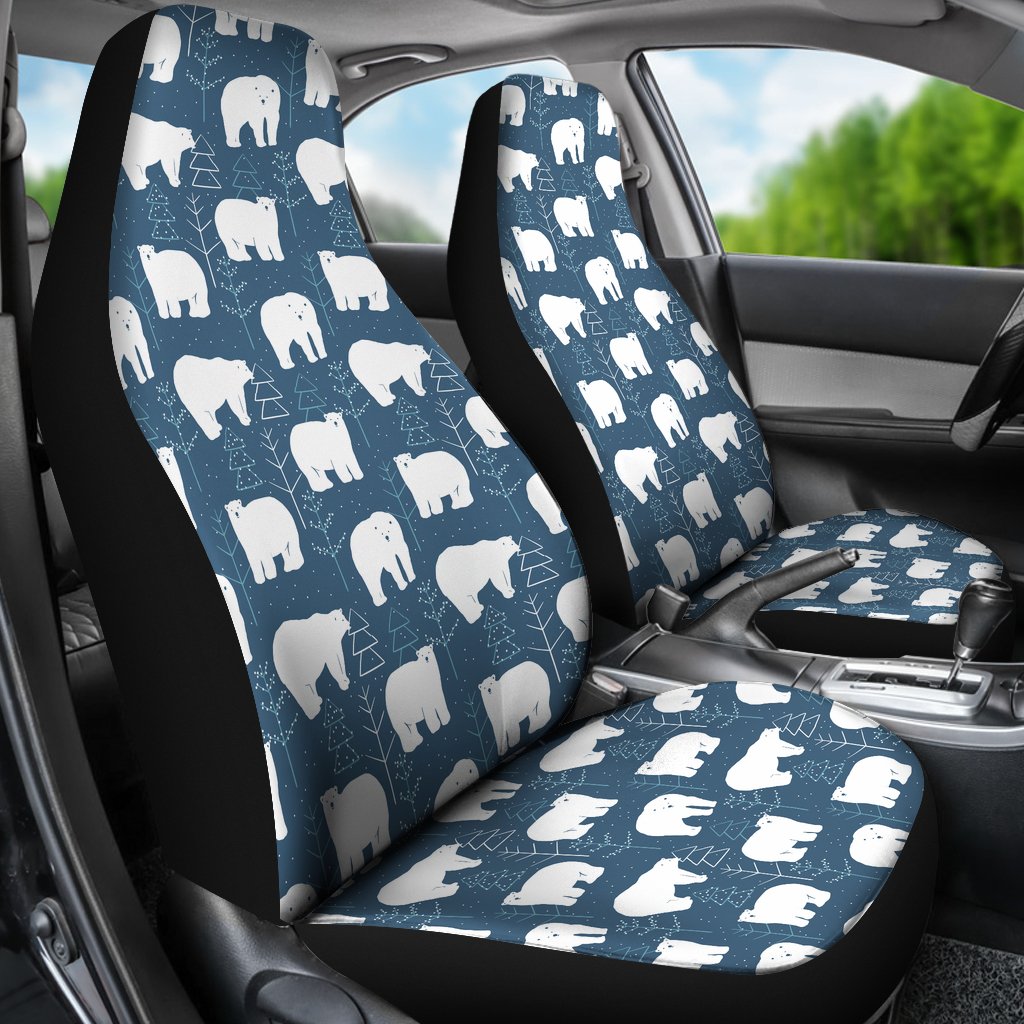 Snow Polar Bear Christmas Tree Pattern Print Universal Fit Car Seat Cover-grizzshop