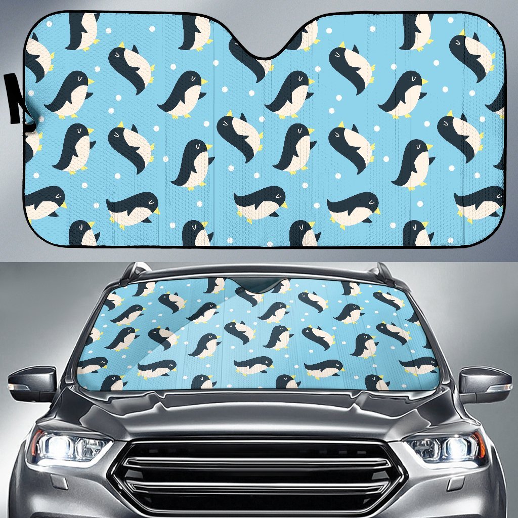 Snow Polka Dot Penguin Pattern Print Car Sun Shade-grizzshop