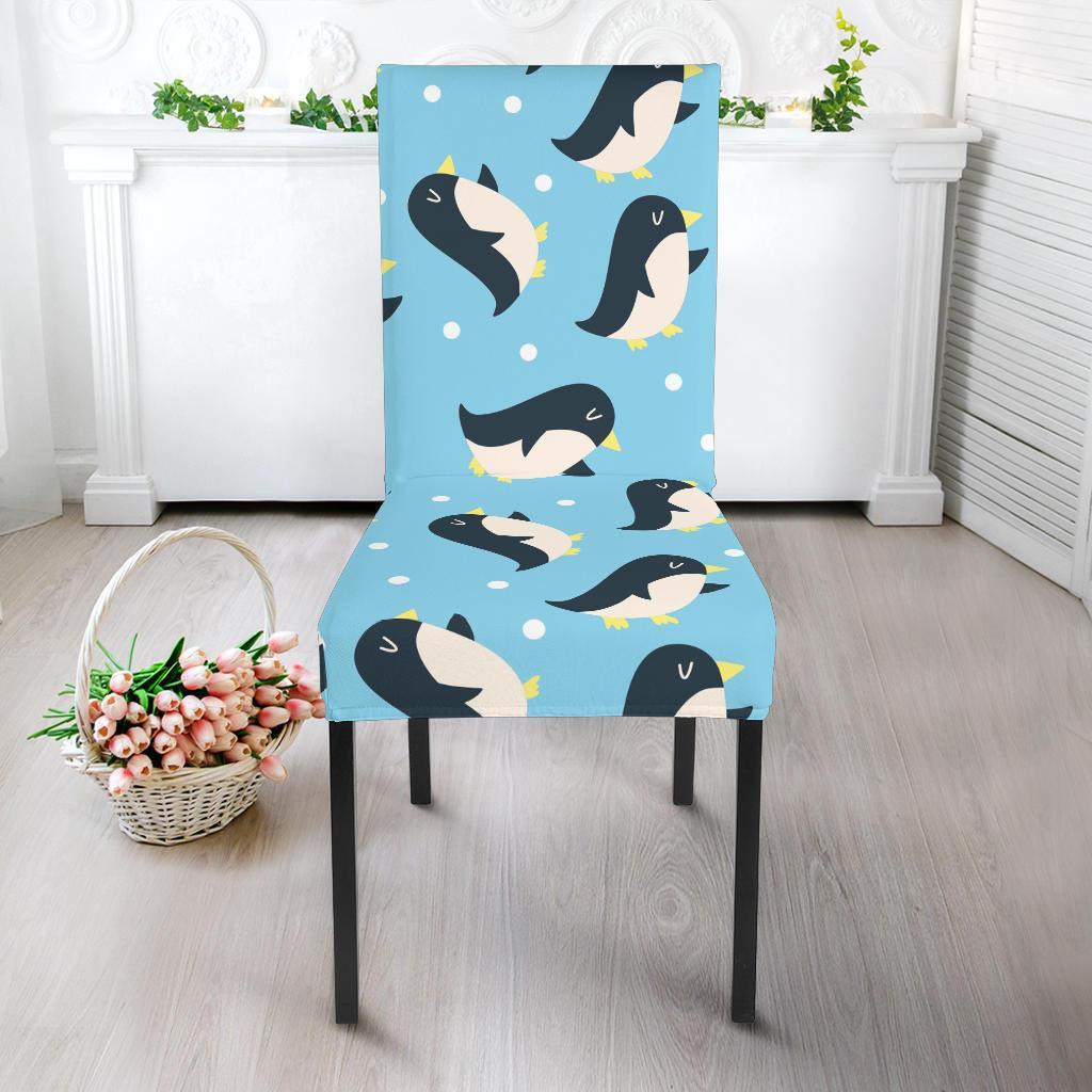 Snow Polka Dot Penguin Pattern Print Chair Cover-grizzshop