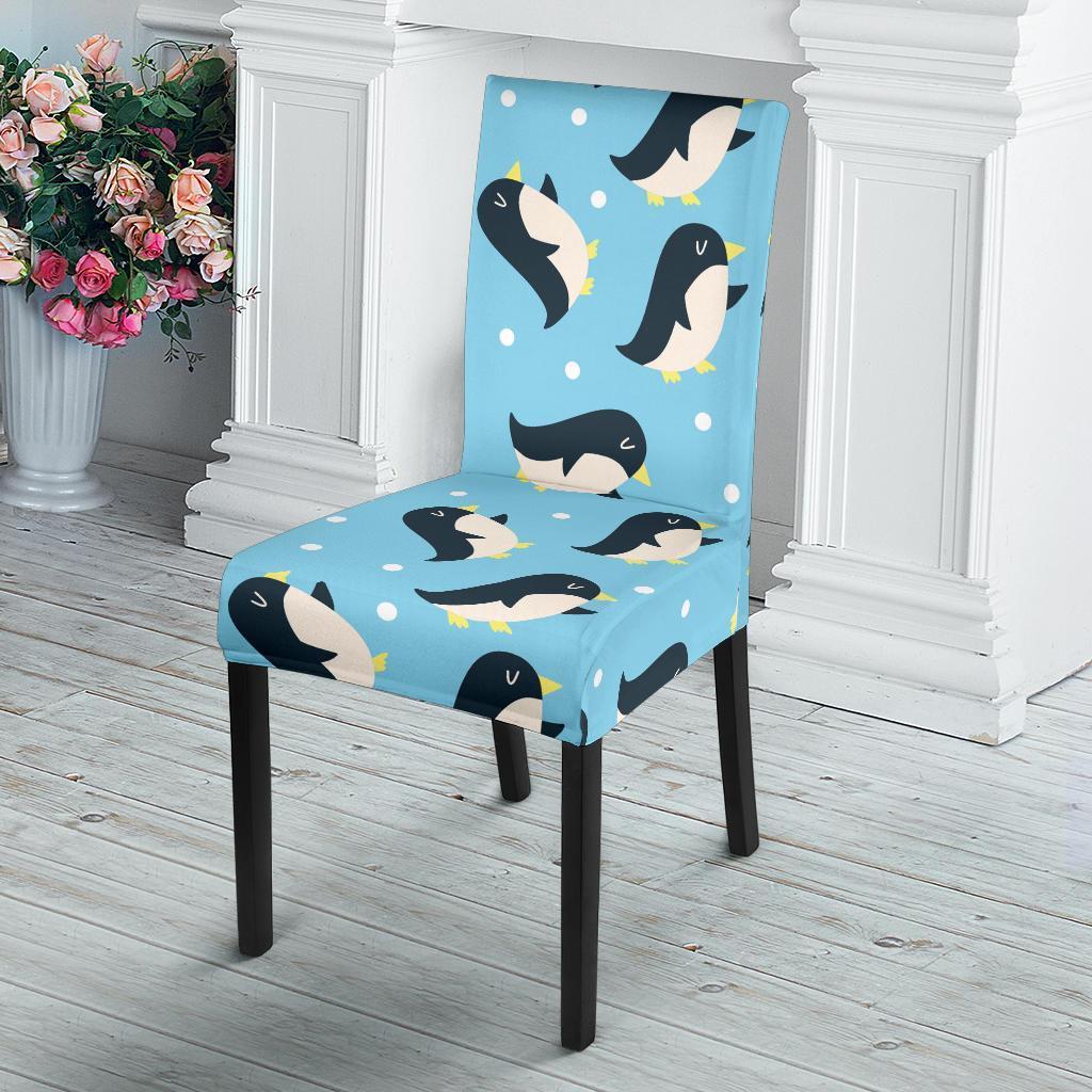 Snow Polka Dot Penguin Pattern Print Chair Cover-grizzshop