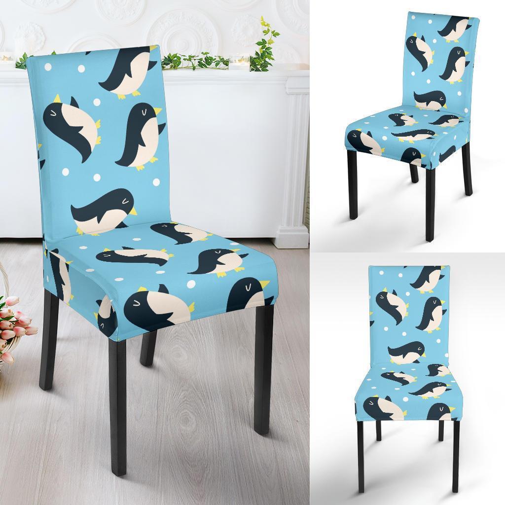 Snow Polka Dot Penguin Pattern Print Chair Cover-grizzshop